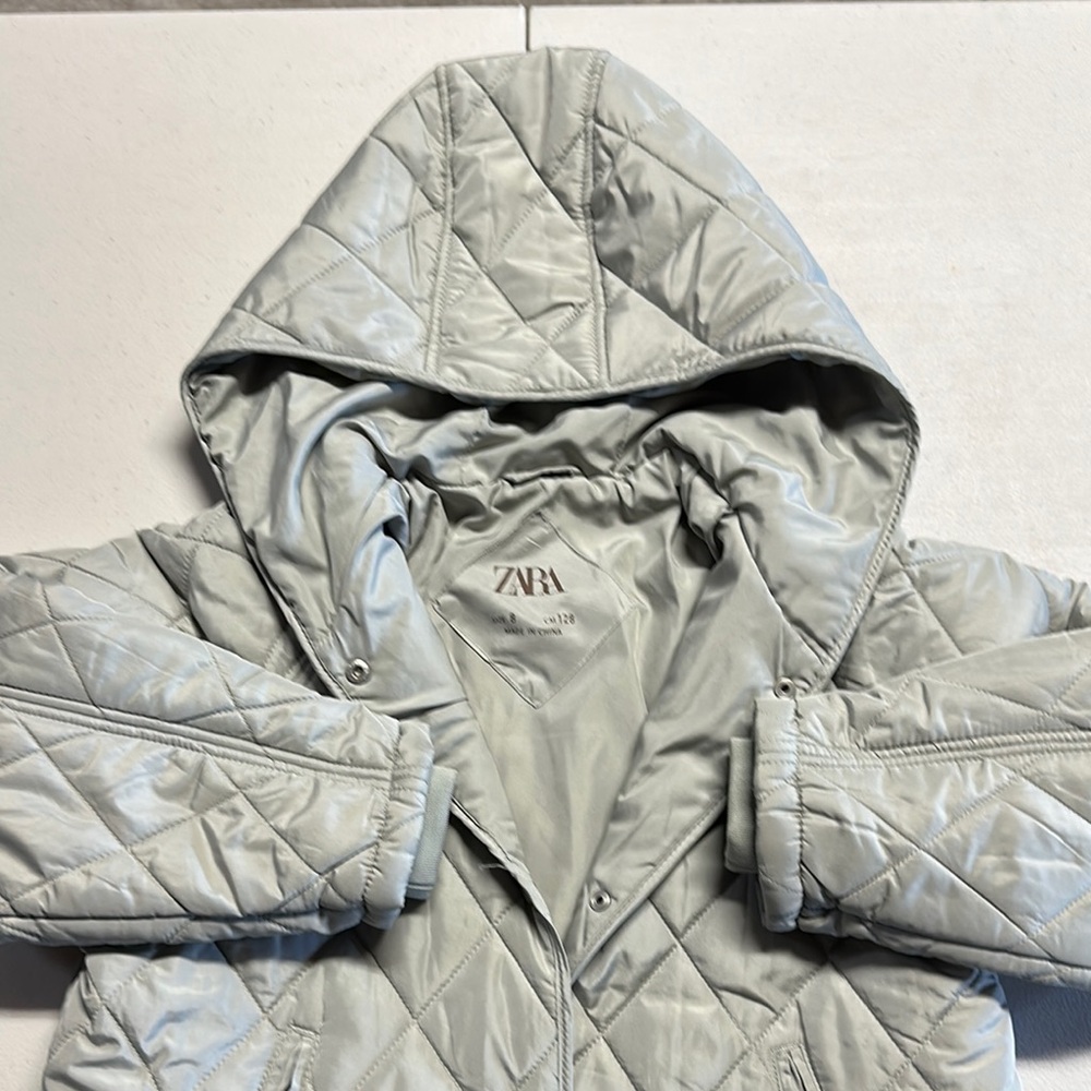 Zara Kids Silver Quilted Raincoat
